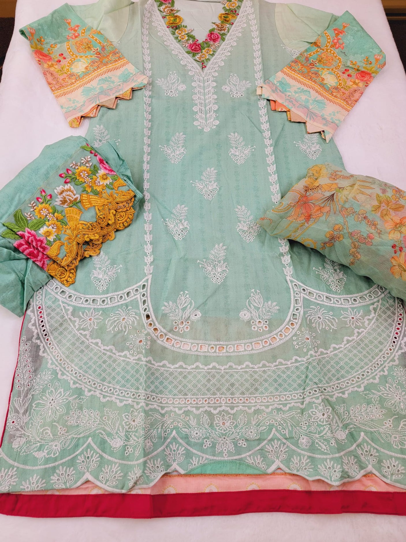 Pakistani Stitched Embroidery Lawn Suit Ready To Ship
