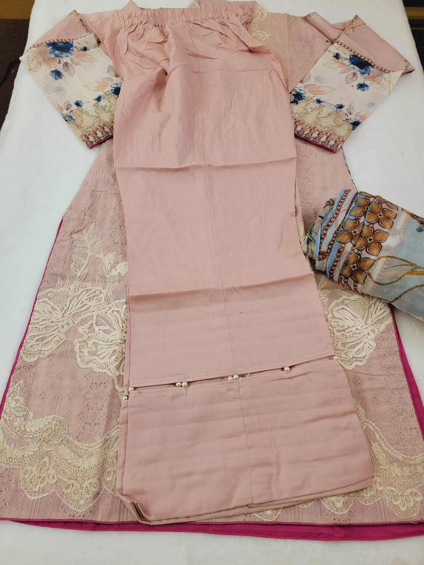 Pakistani lawn stitched  Embroidered Suit Ready To Ship