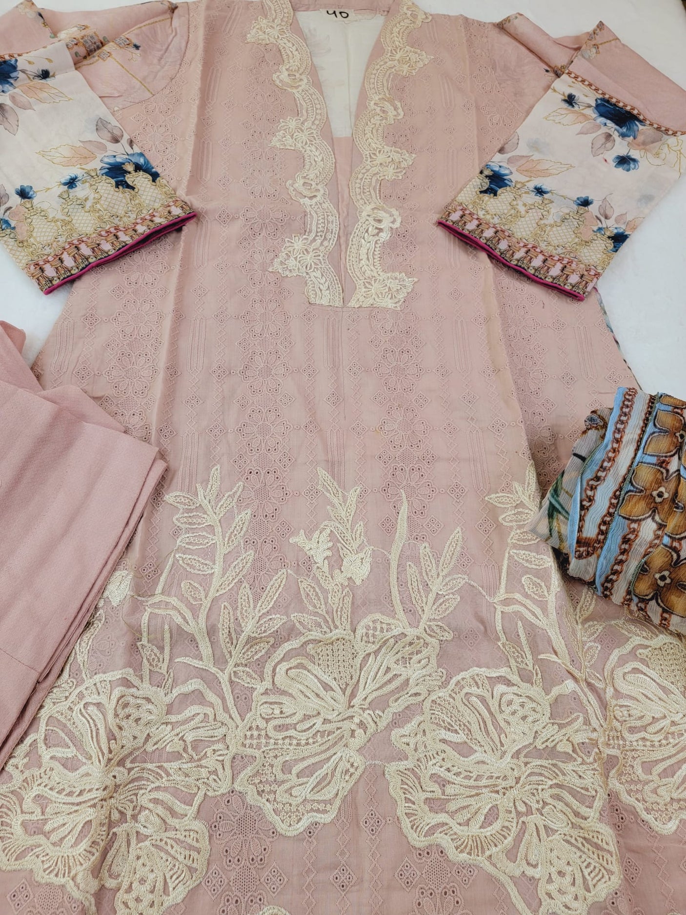 Pakistani lawn stitched  Embroidered Suit Ready To Ship