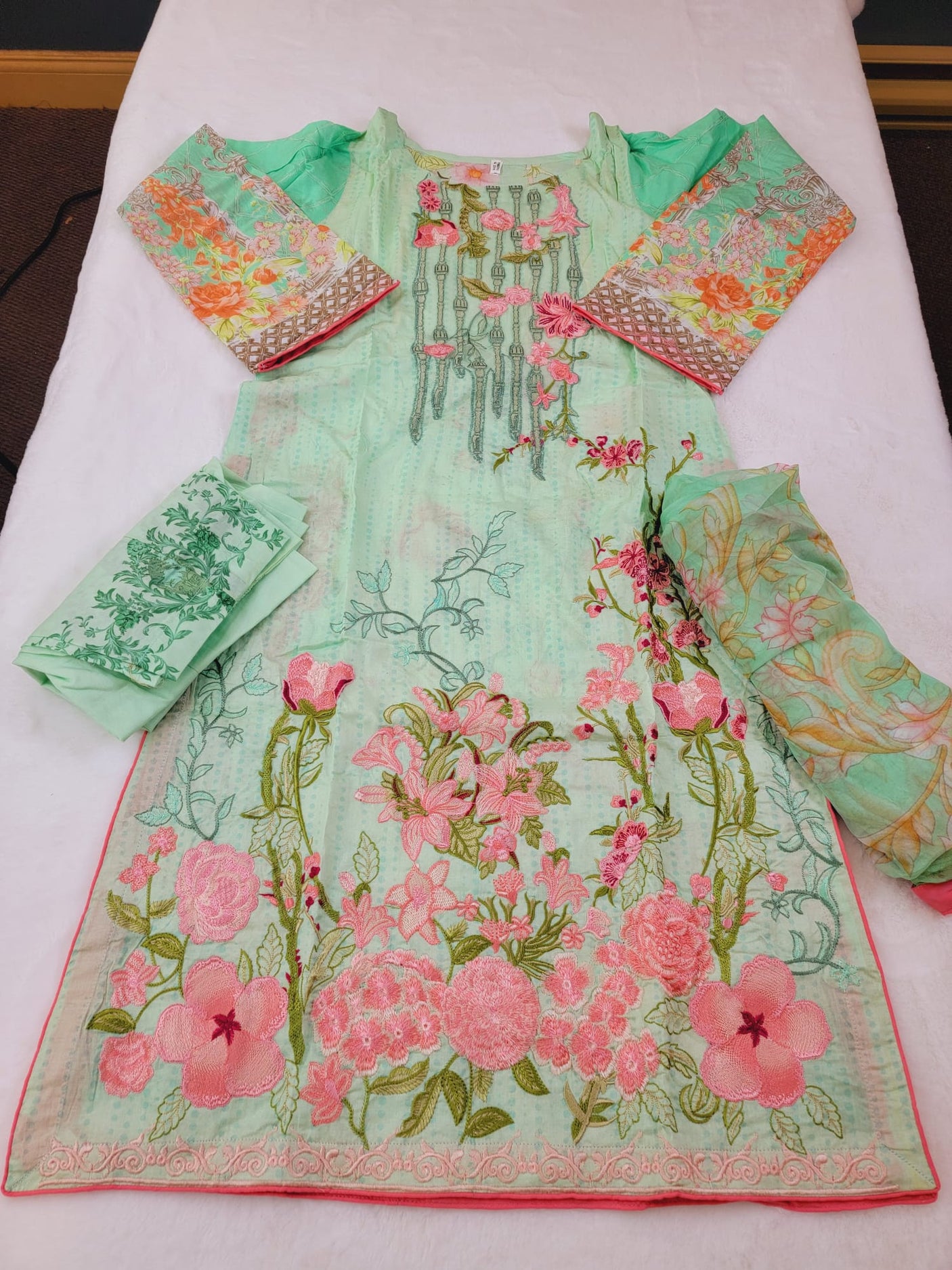 Pakistani lawn stitched  Embroidered Suit Ready To Ship