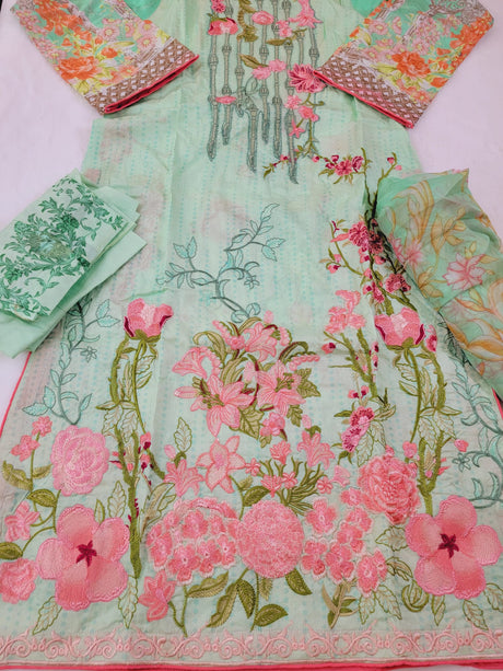 Pakistani lawn stitched  Embroidered Suit Ready To Ship