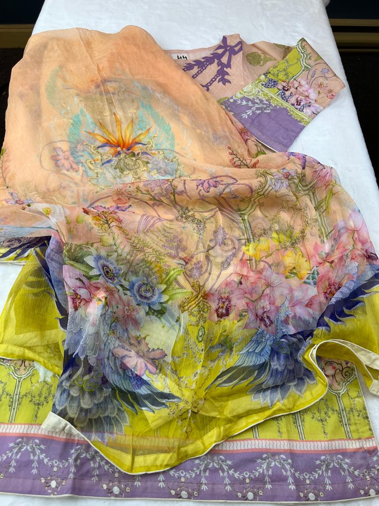 Pakistani lawn stitched  Embroidered Suit Ready To Ship