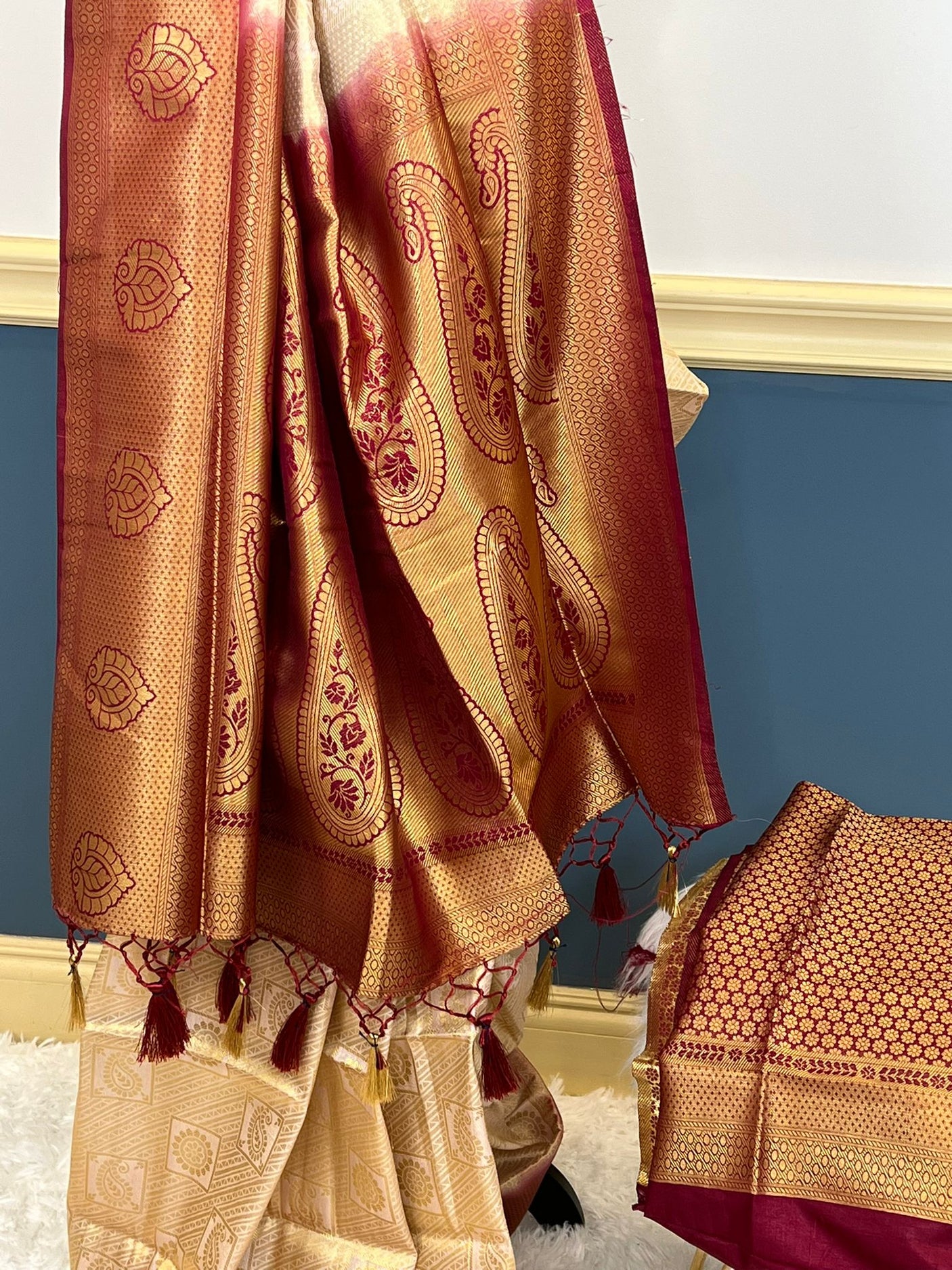 Pure silk katan with running blouse