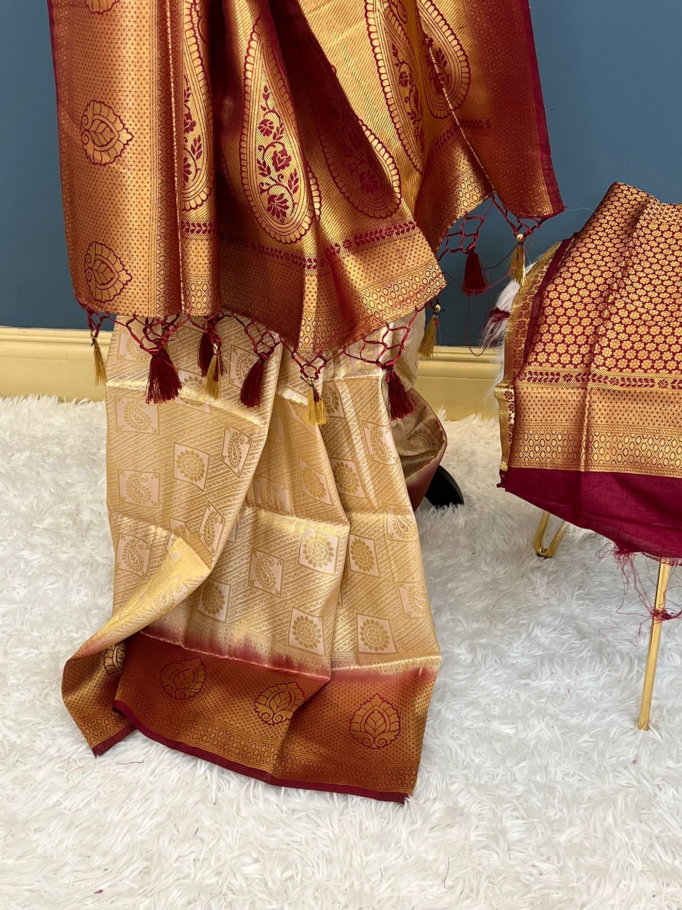 Pure silk katan with running blouse