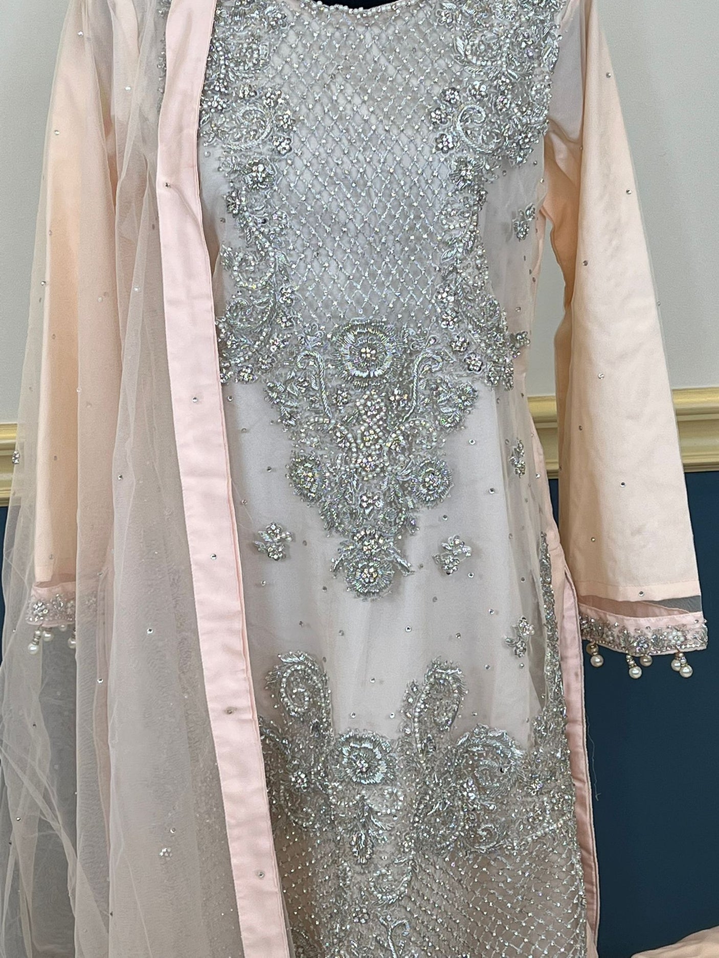 Eid special Pakistani orginal full  zardosi work boutique dress with gharara pant-100% original guaranteed