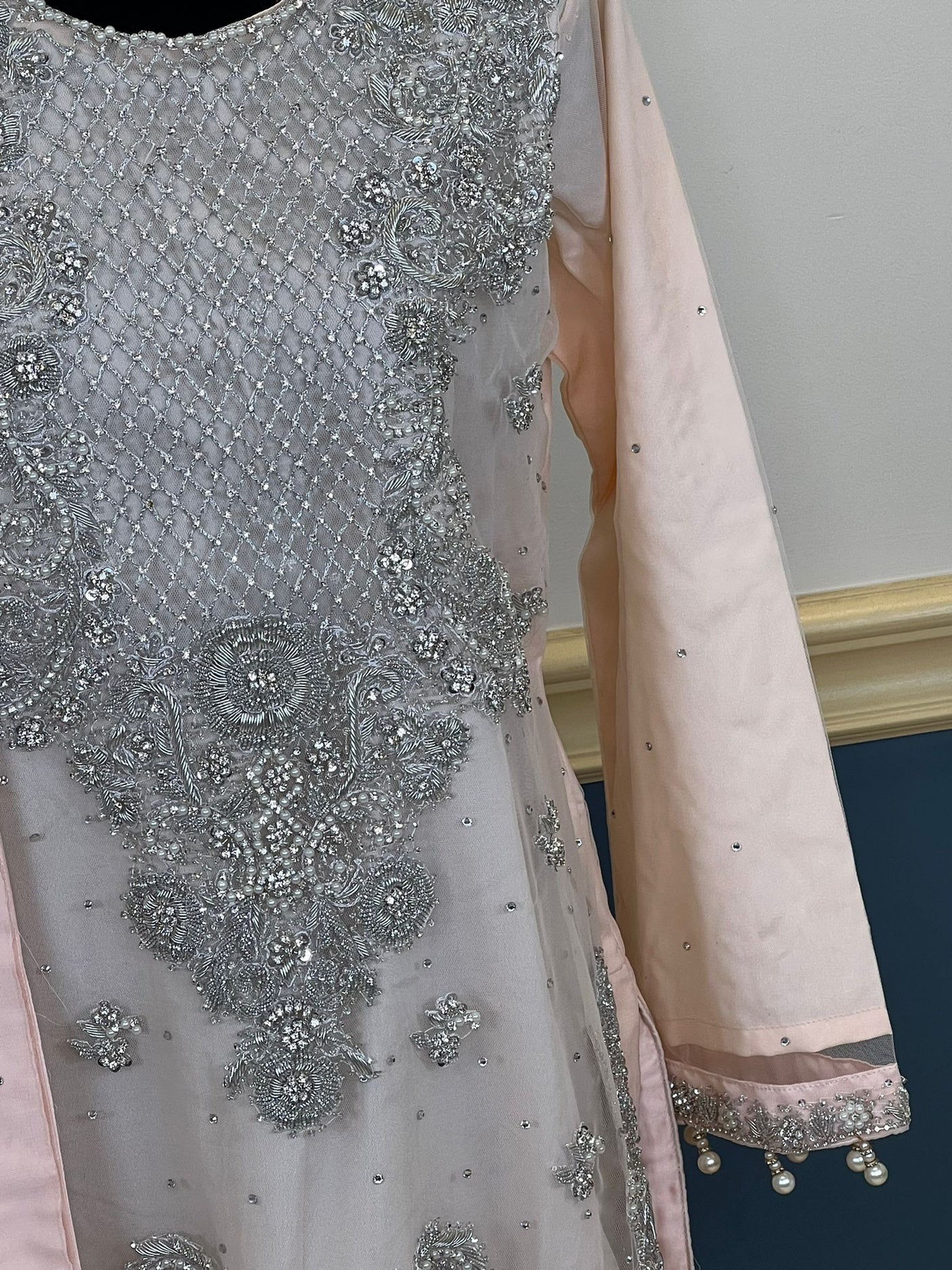 Eid special Pakistani orginal full  zardosi work boutique dress with gharara pant-100% original guaranteed