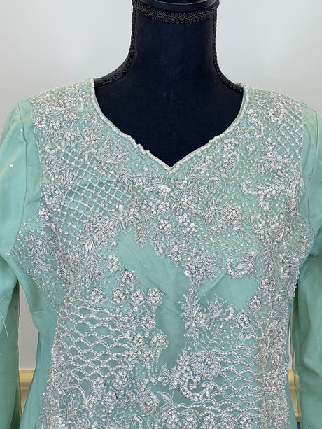 Eid special Pakistani orginal full  zardosi work boutique dress with gharara pant-100% original guaranteed