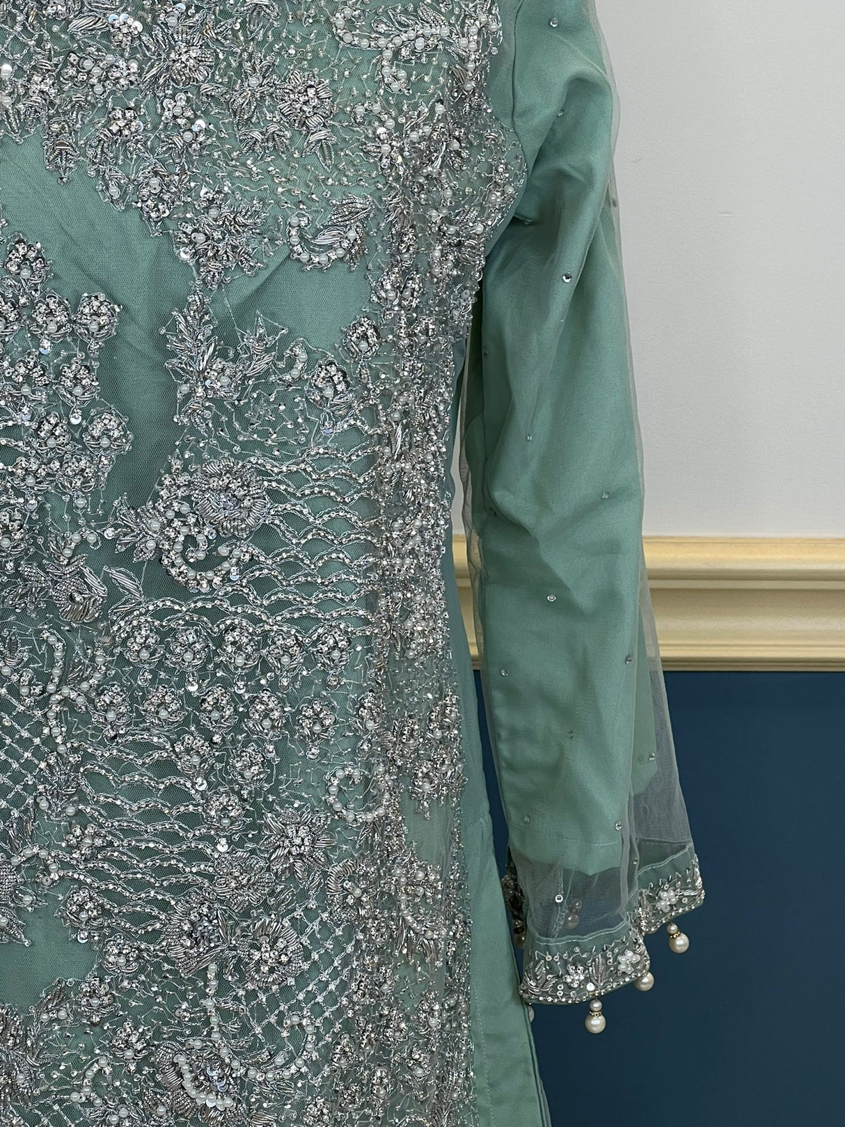Pakistani orginal full  zardosi work boutique dress with gharara pant-100% original guaranteed