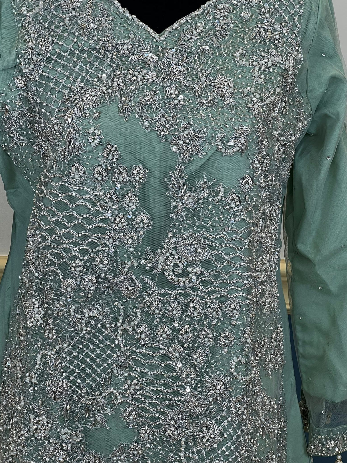 Pakistani orginal full  zardosi work boutique dress with gharara pant-100% original guaranteed