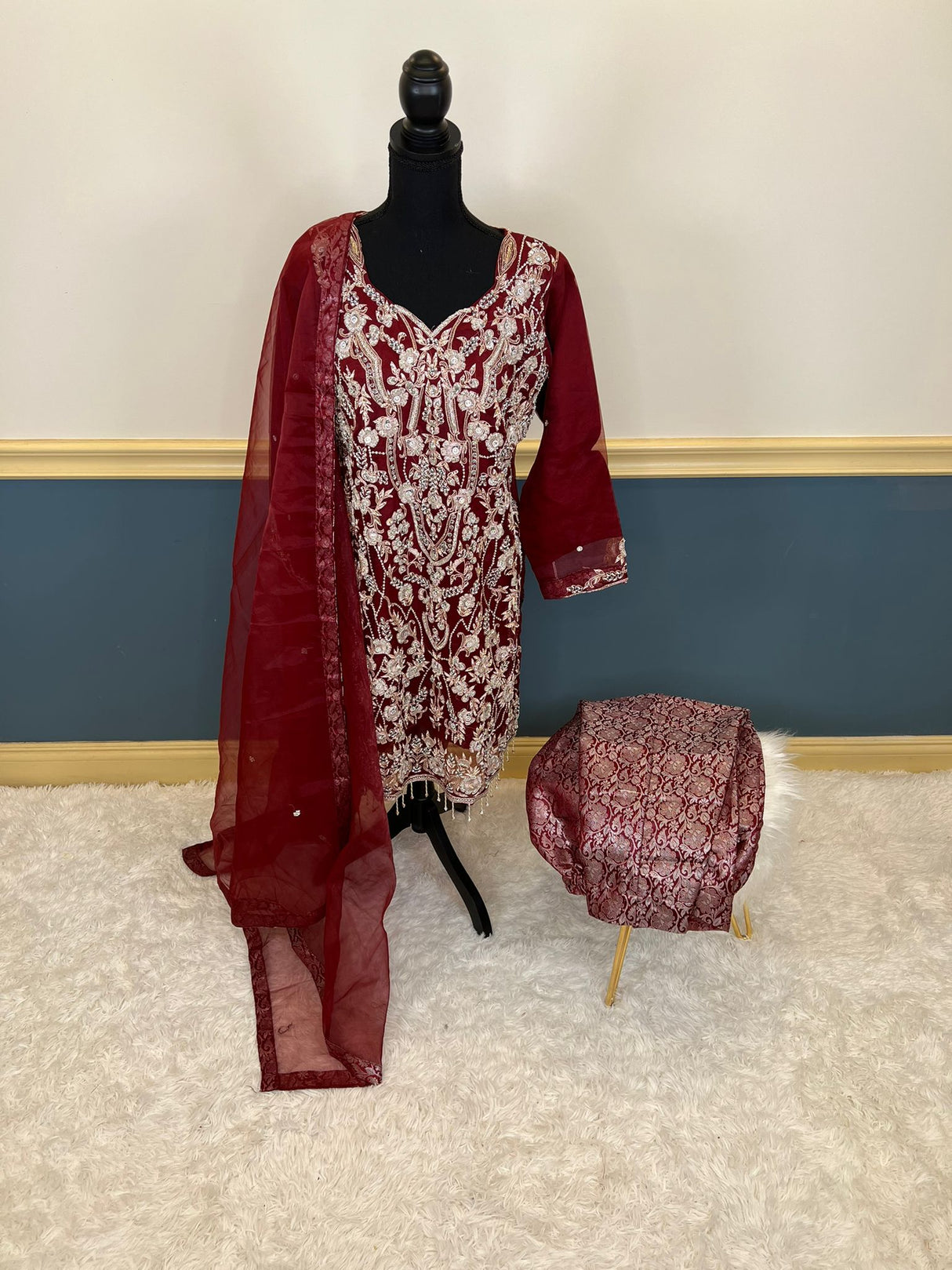 100% original Pakistani boutique collection. ( Organza with all body zardosi work)