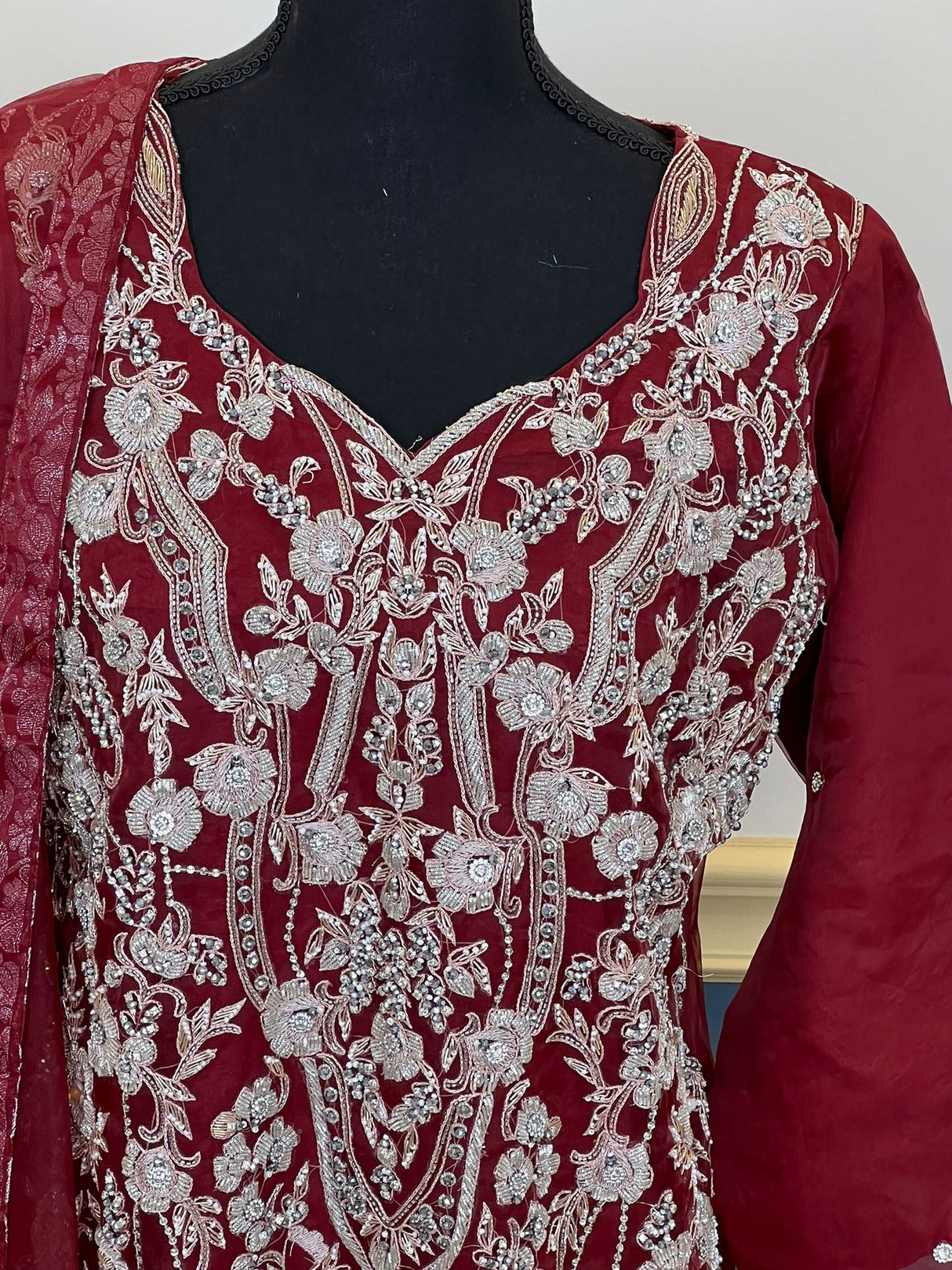 100% original Pakistani boutique collection. ( Organza with all body zardosi work)