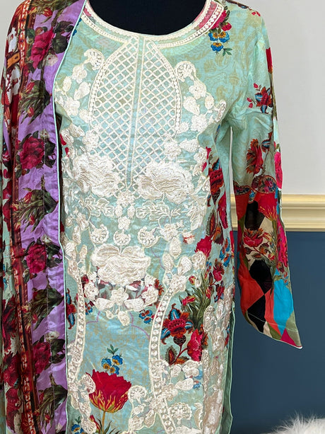 Pakistani Stitched lawn Embroidered Salwar kameez ready to ship