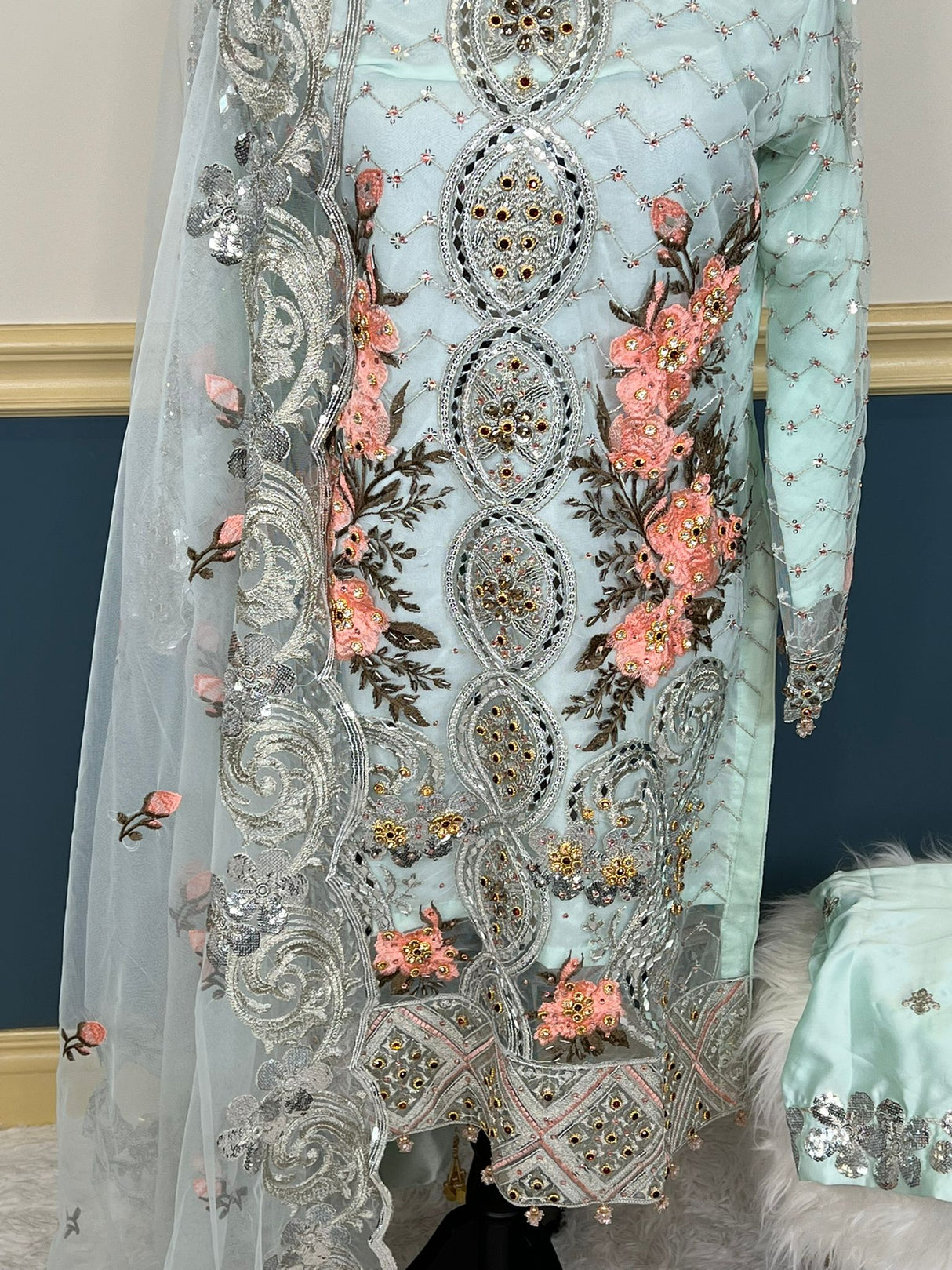 Pakistani Stitched Embroidery Party Wear Dresses Ready To Ship