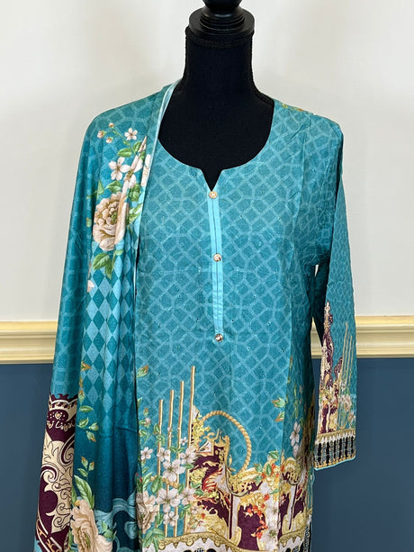 Pakistani Stitched Embroidered lawn Salwar kameez ready to ship
