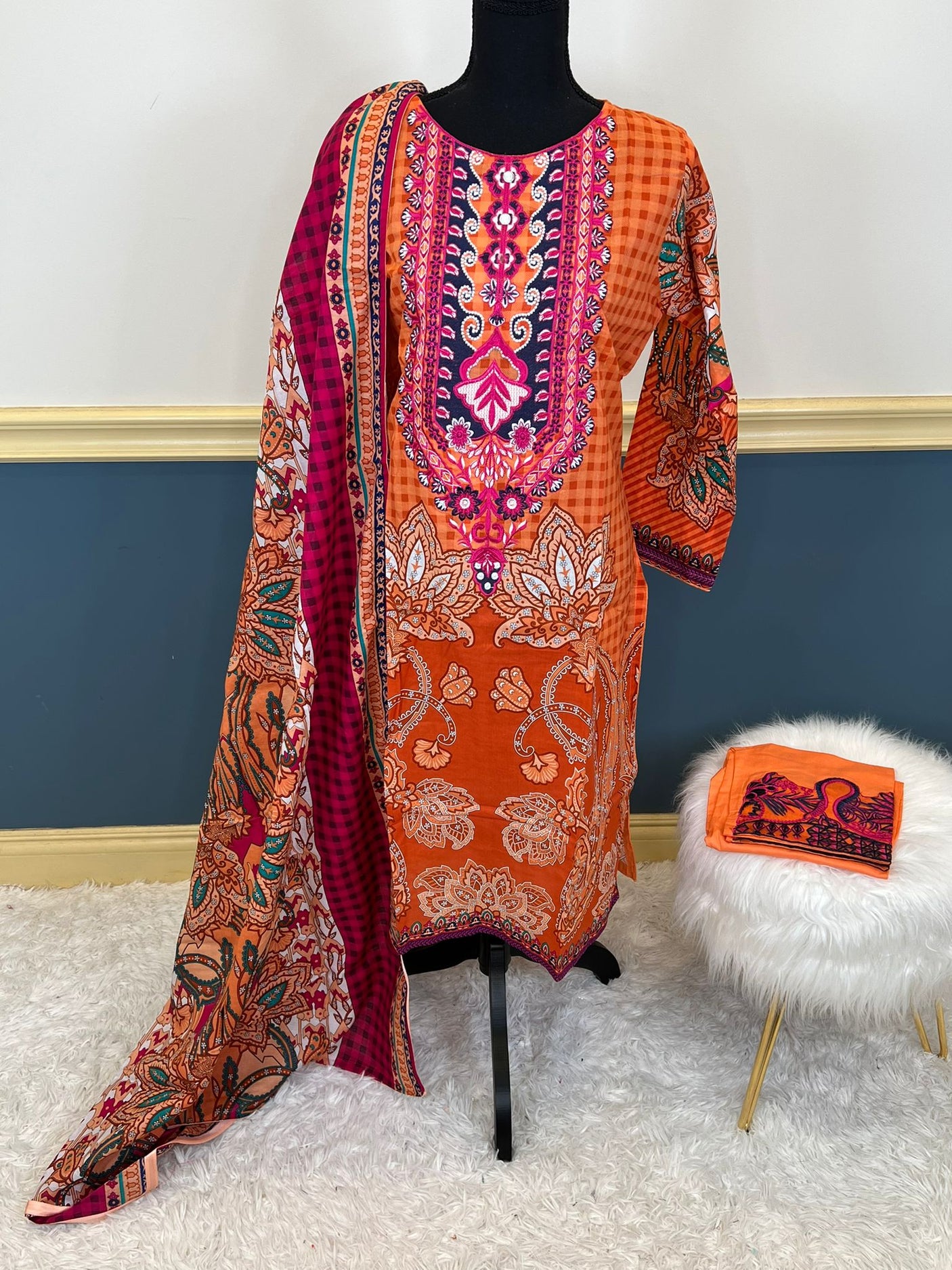 Pakistani Stitched Embroidered lawn Salwar kameez ready to ship