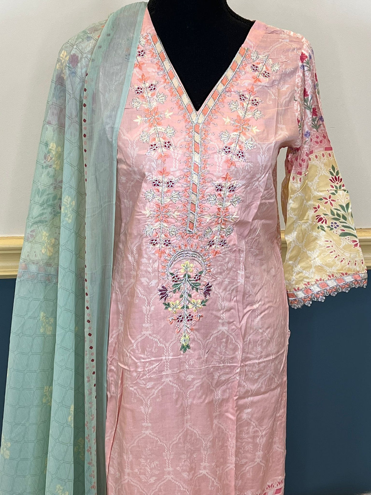 Indian Cotton Stitched Embroidery Suit Ready To Ship