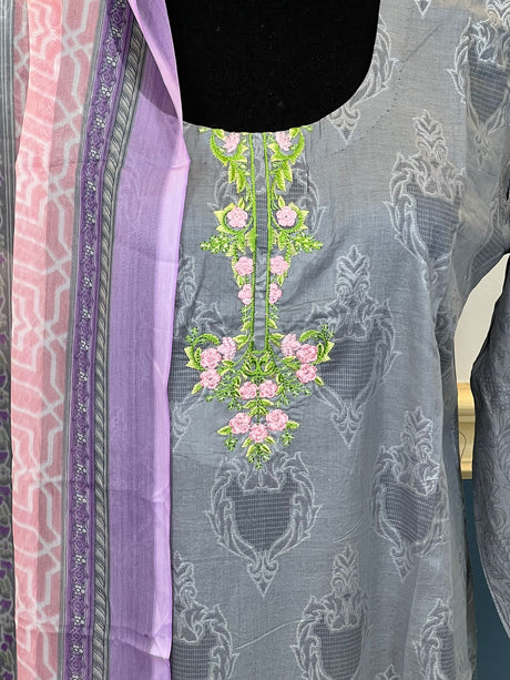 Indian Cotton Stitched Embroidery Suit Ready To Ship