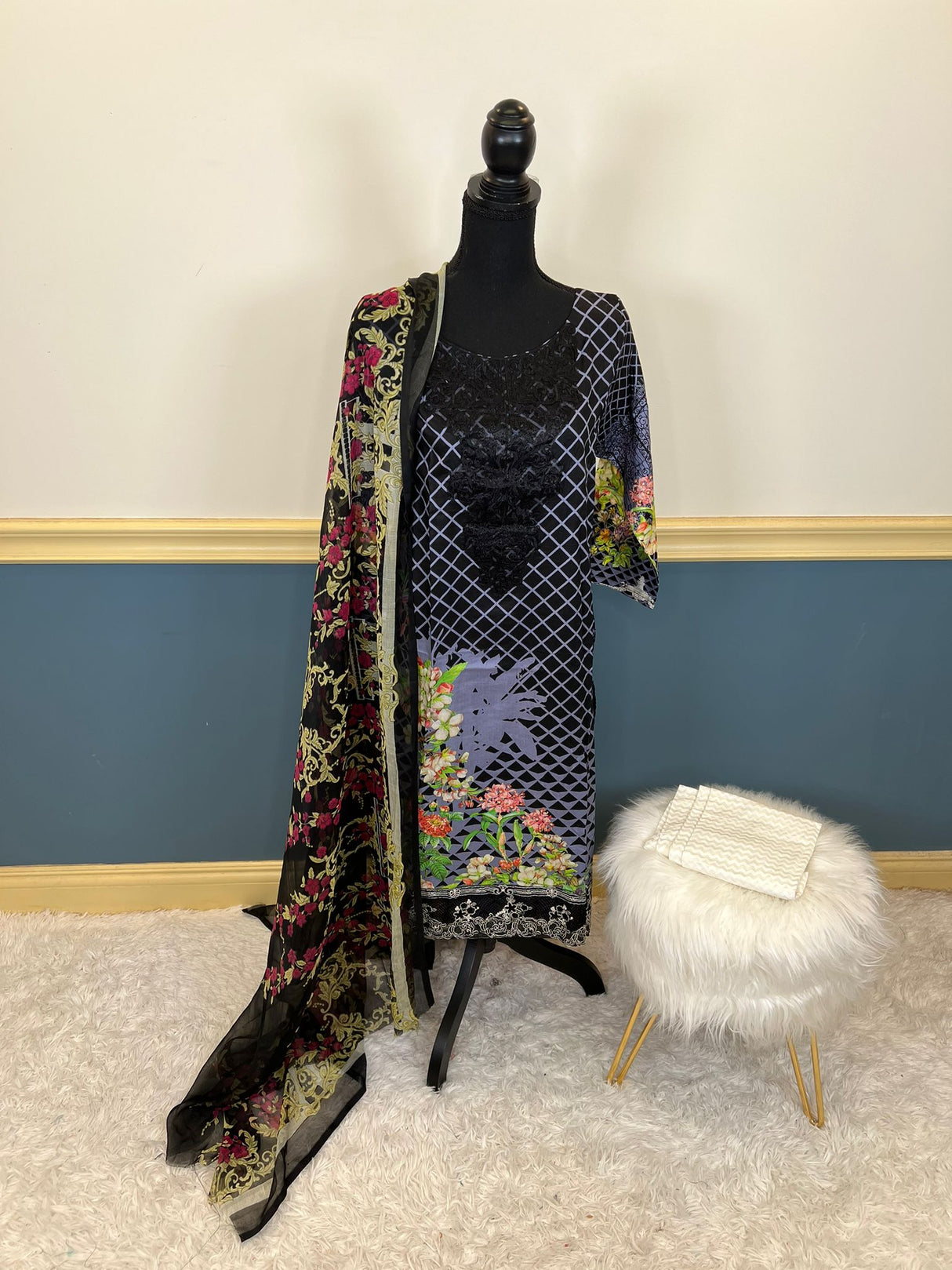 Indian Cotton Stitched Embroidery Suit Ready To Ship