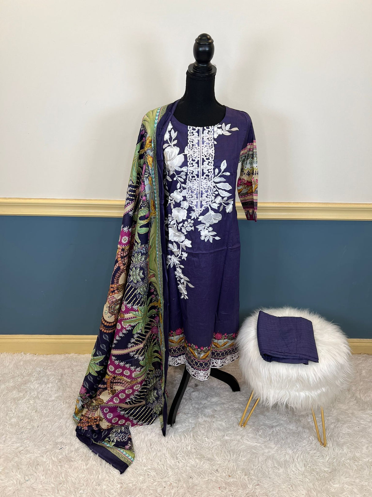 Indian Cotton Stitched Embroidery Suit Ready To Ship