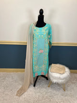 Indian Cotton Stitched Embroidery Suit Ready To Ship