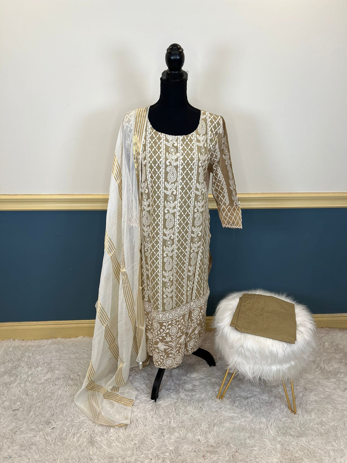 Indian Cotton Stitched Embroidery Suit Ready To Ship