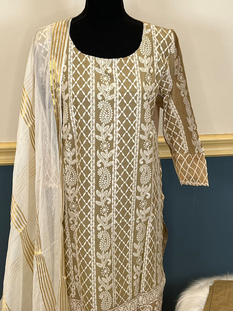 Indian Cotton Stitched Embroidery Suit Ready To Ship