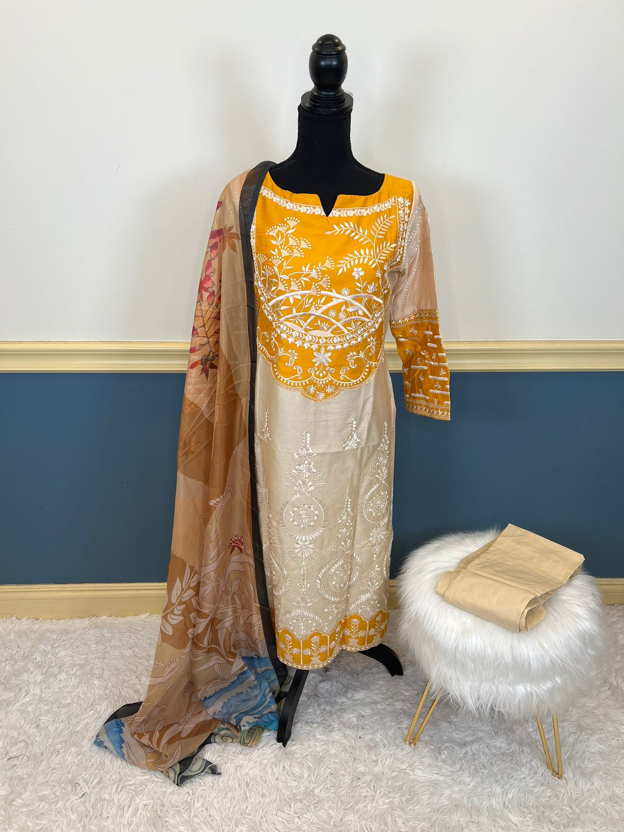 Indian Cotton Stitched Embroidery Suit Ready To Ship