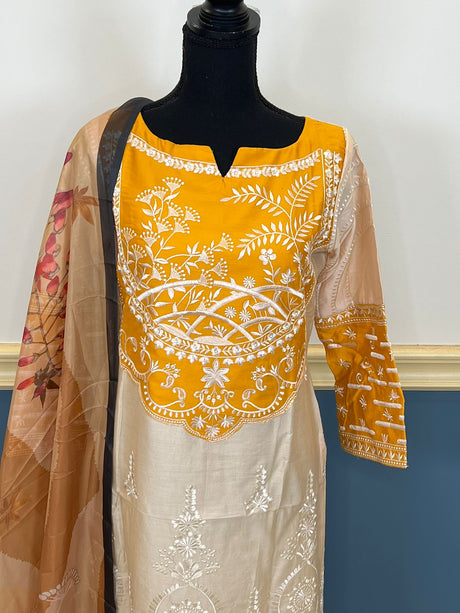 Indian Cotton Stitched Embroidery Suit Ready To Ship