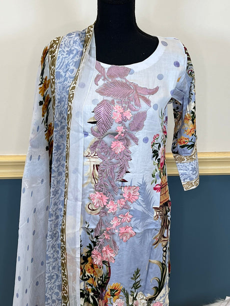 Indian Cotton Stitched Embroidery Suit Ready To Ship