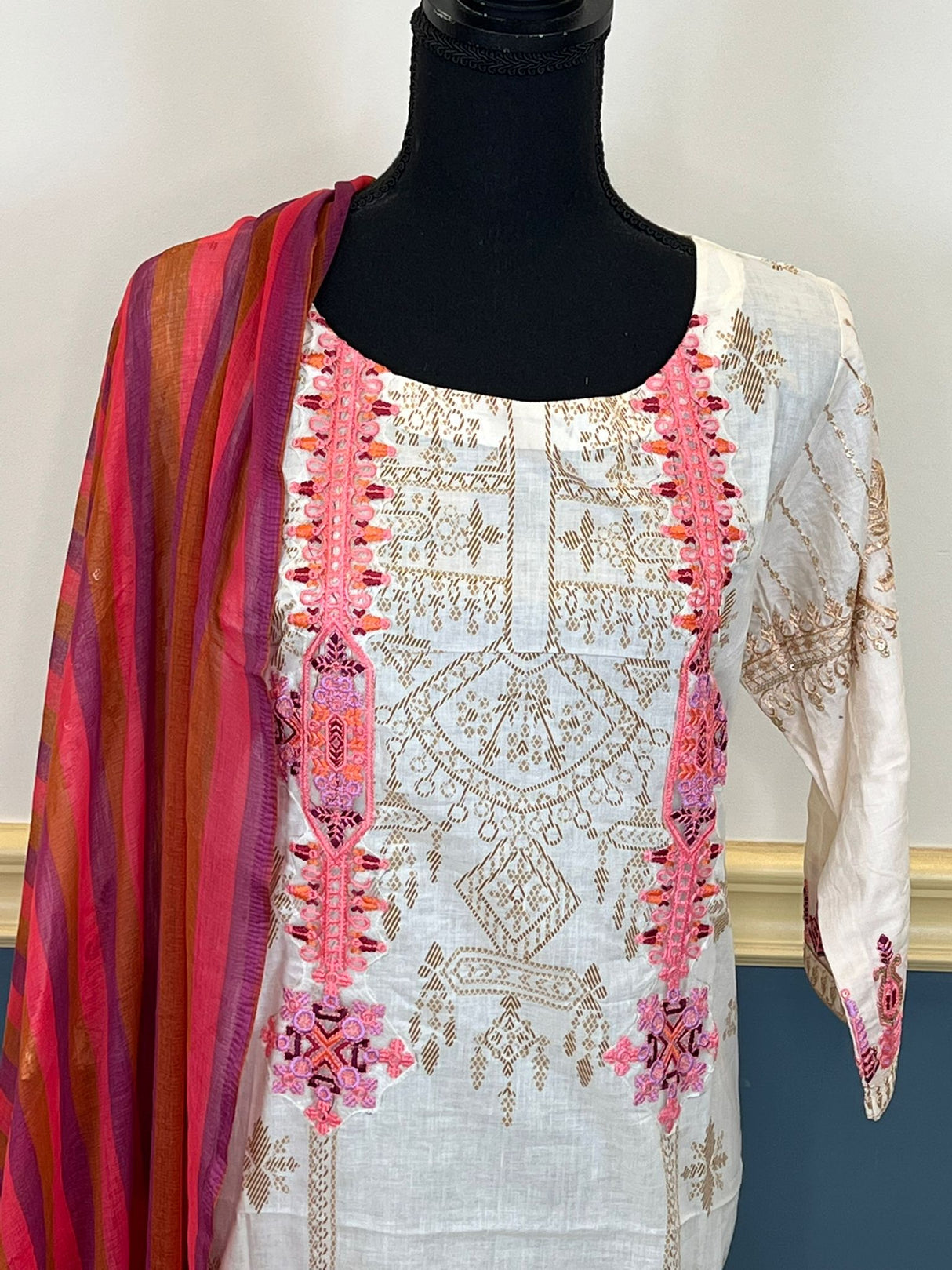 Indian Cotton Stitched Embroidery Suit Ready To Ship