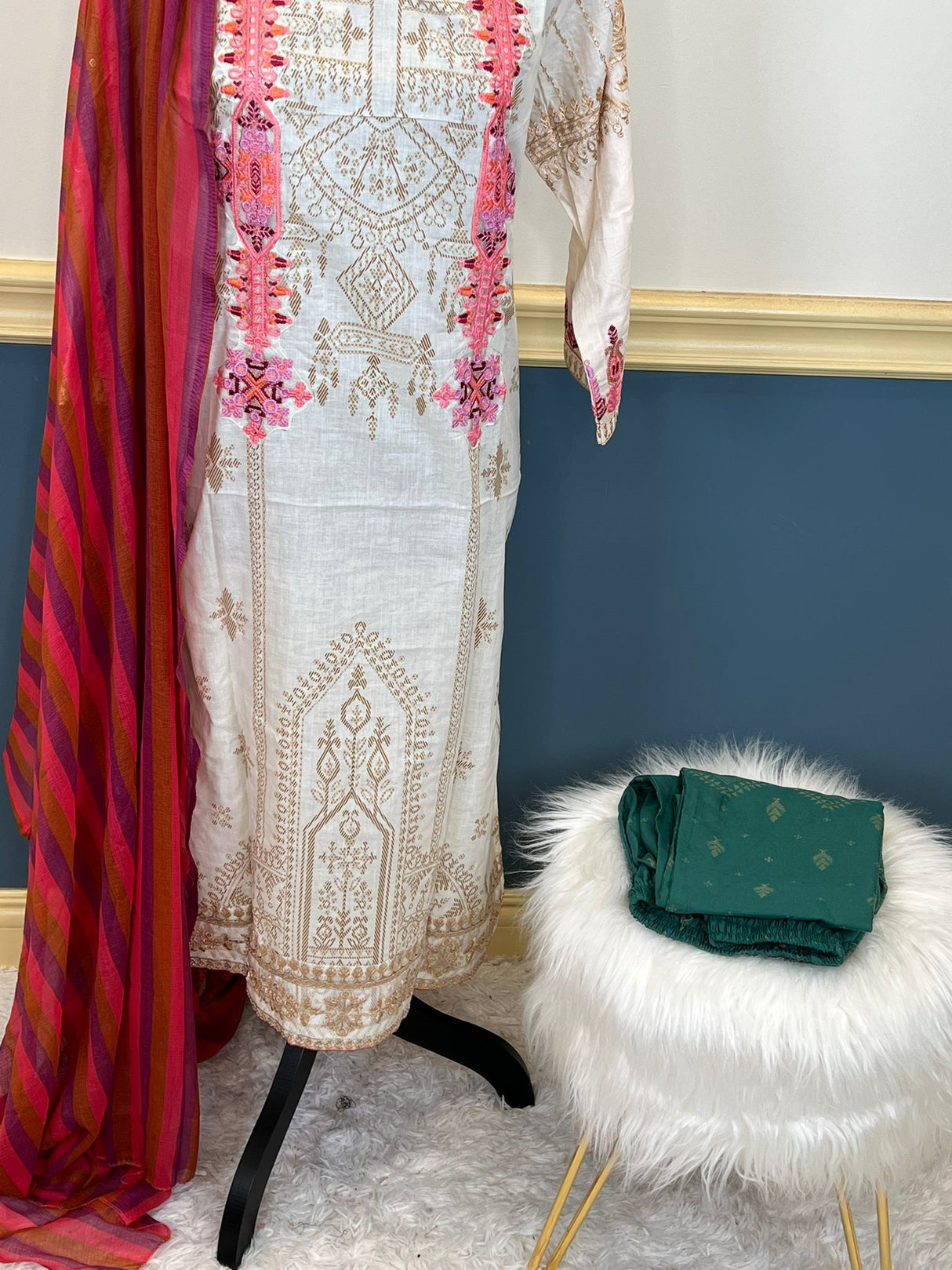 Indian Cotton Stitched Embroidery Suit Ready To Ship