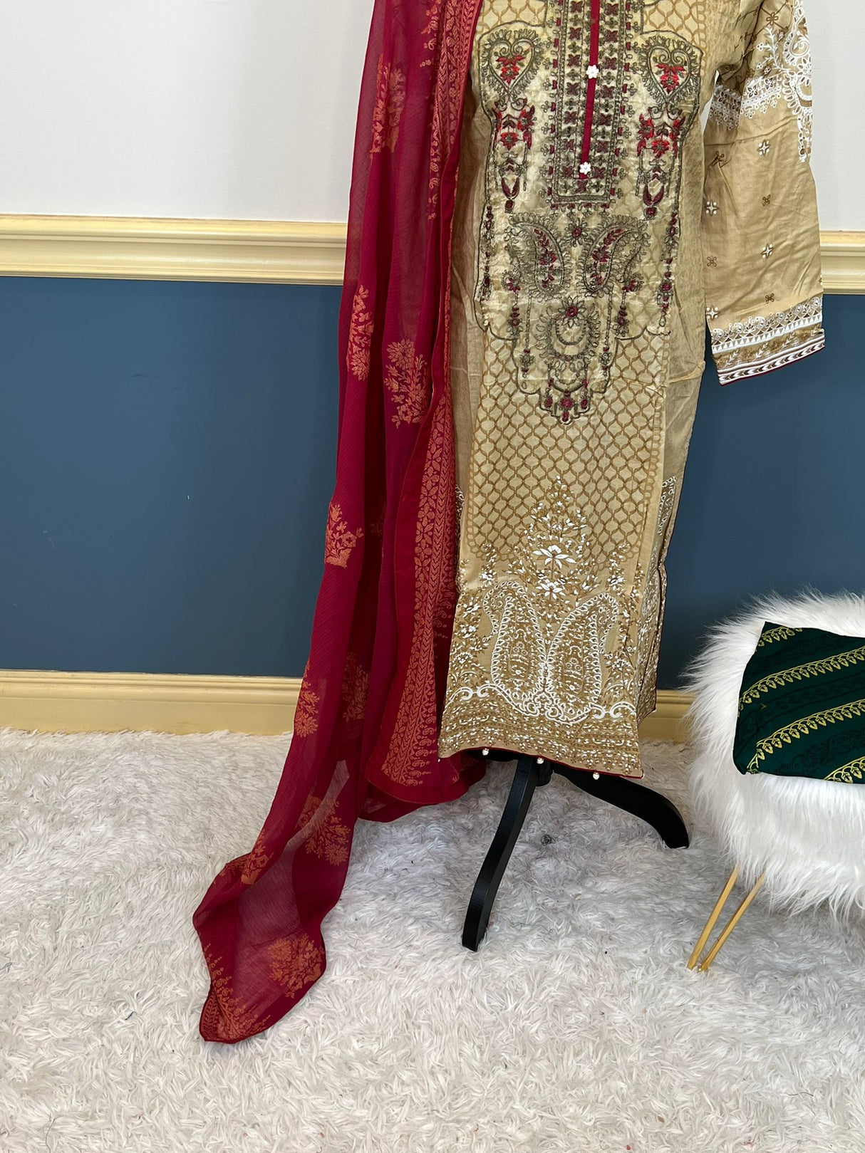 Indian Cotton Stitched Embroidery Suit Ready To Ship