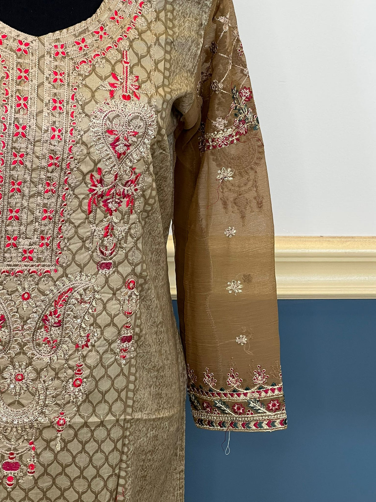 Indian Cotton Stitched Embroidery Suit Ready To Ship