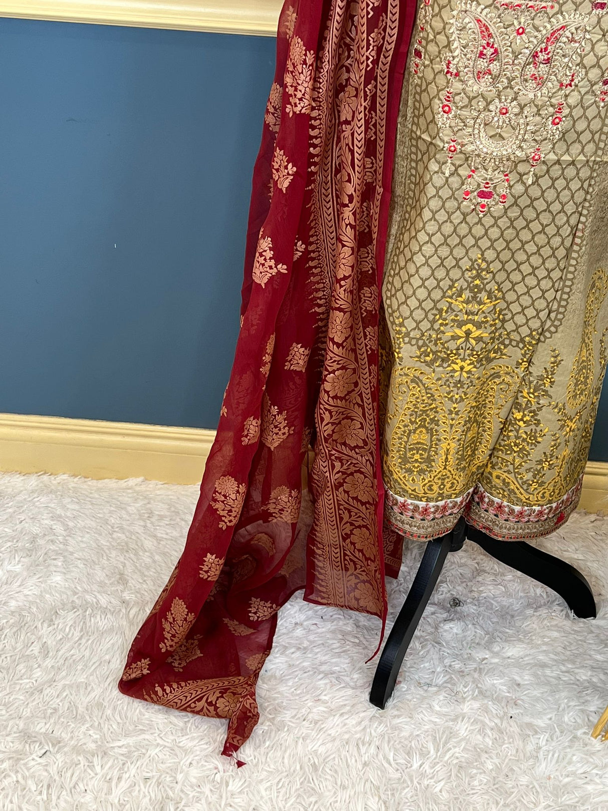 Indian Cotton Stitched Embroidery Suit Ready To Ship