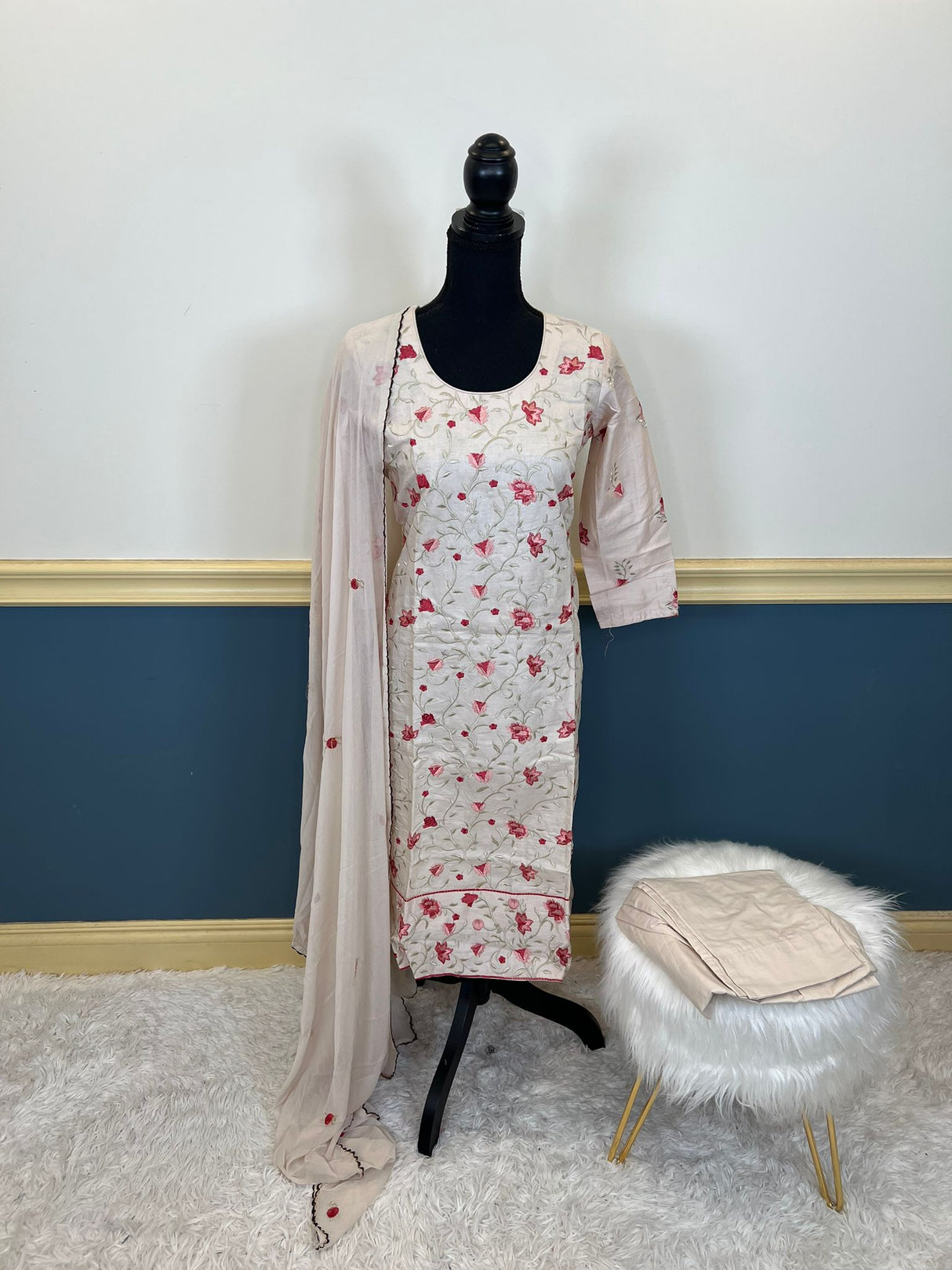 Indian Cotton Stitched Embroidery Suit Ready To Ship