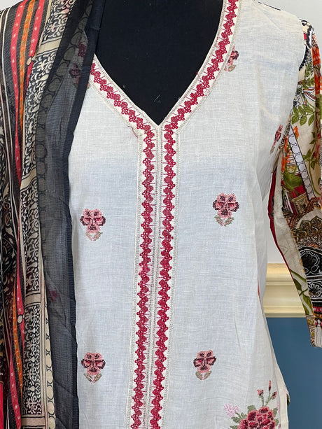 Indian Cotton Stitched Embroidery Suit Ready To Ship
