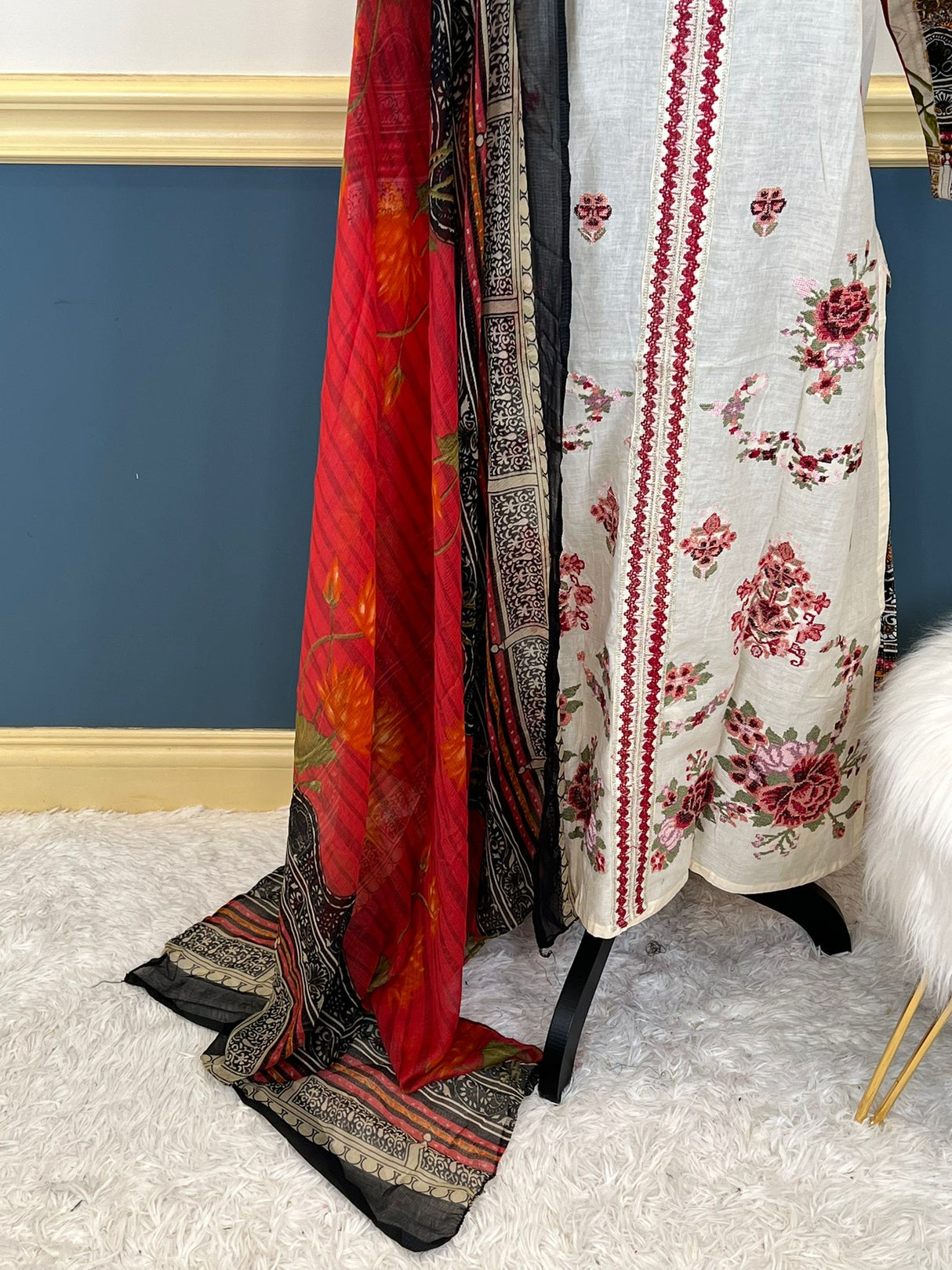 Indian Cotton Stitched Embroidery Suit Ready To Ship