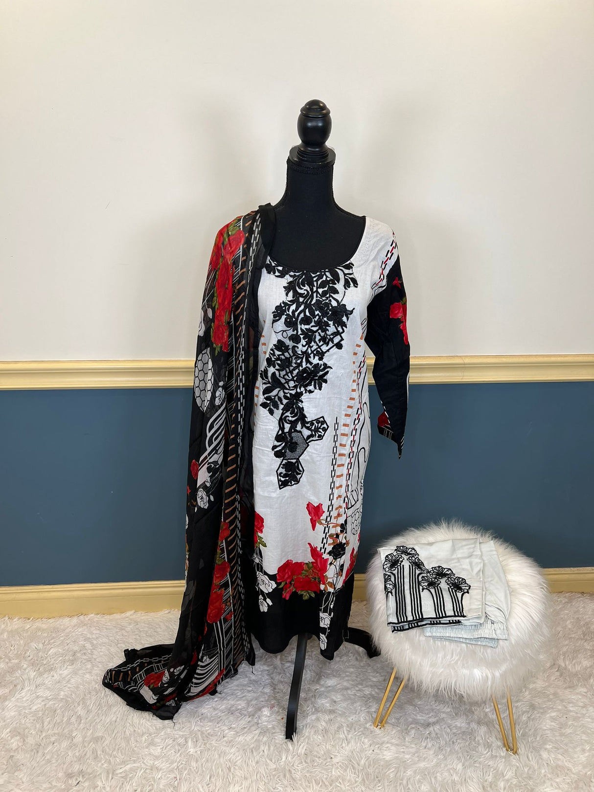 Indian Cotton Stitched Embroidery Suit Ready To Ship