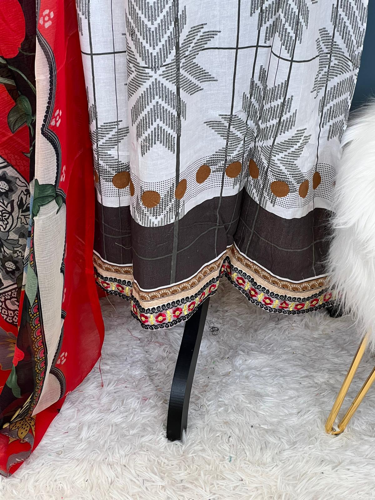 Indian Cotton Stitched Embroidery Suit Ready To Ship