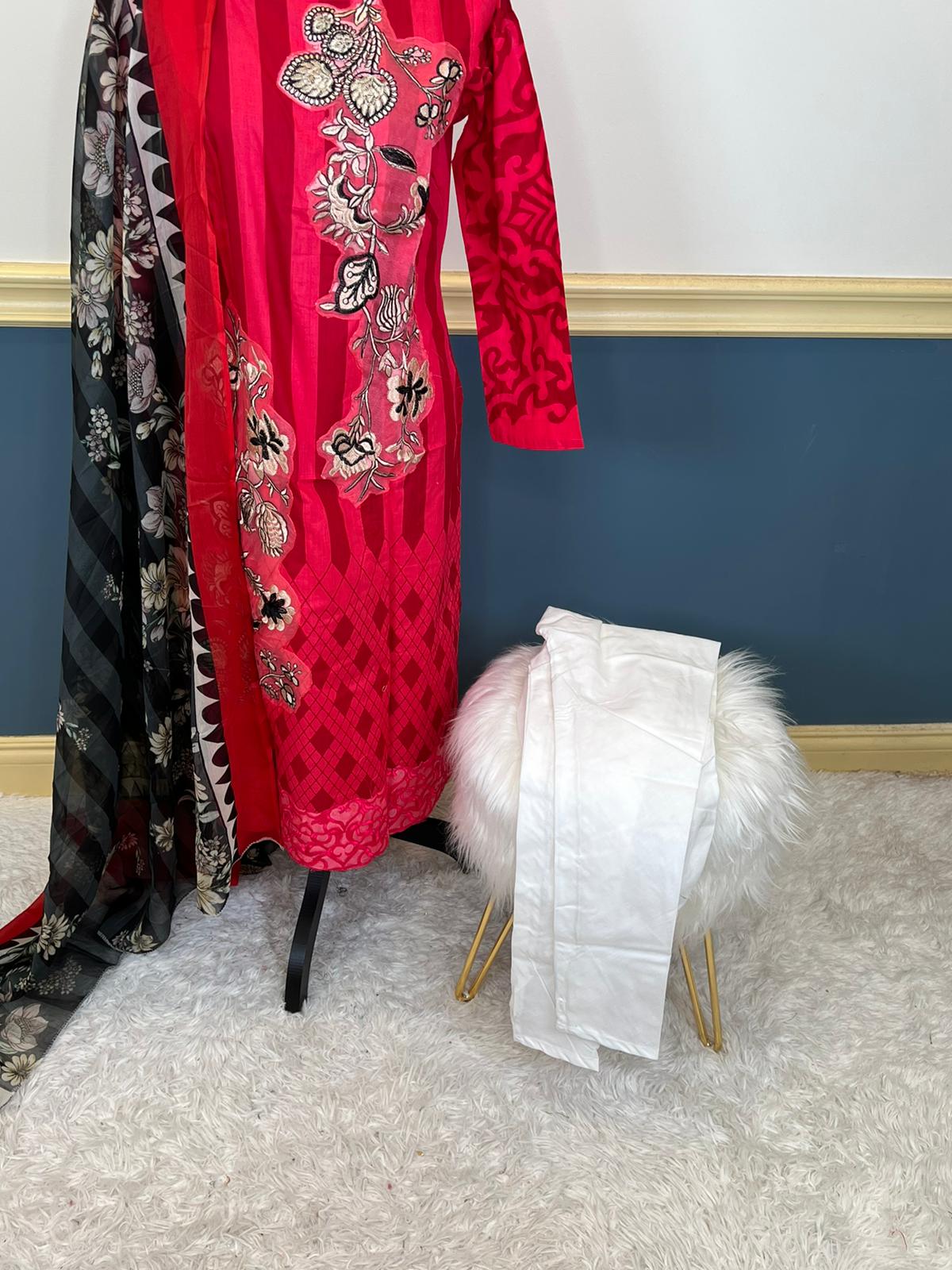 Indian Cotton Stitched Embroidery Suit Ready To Ship