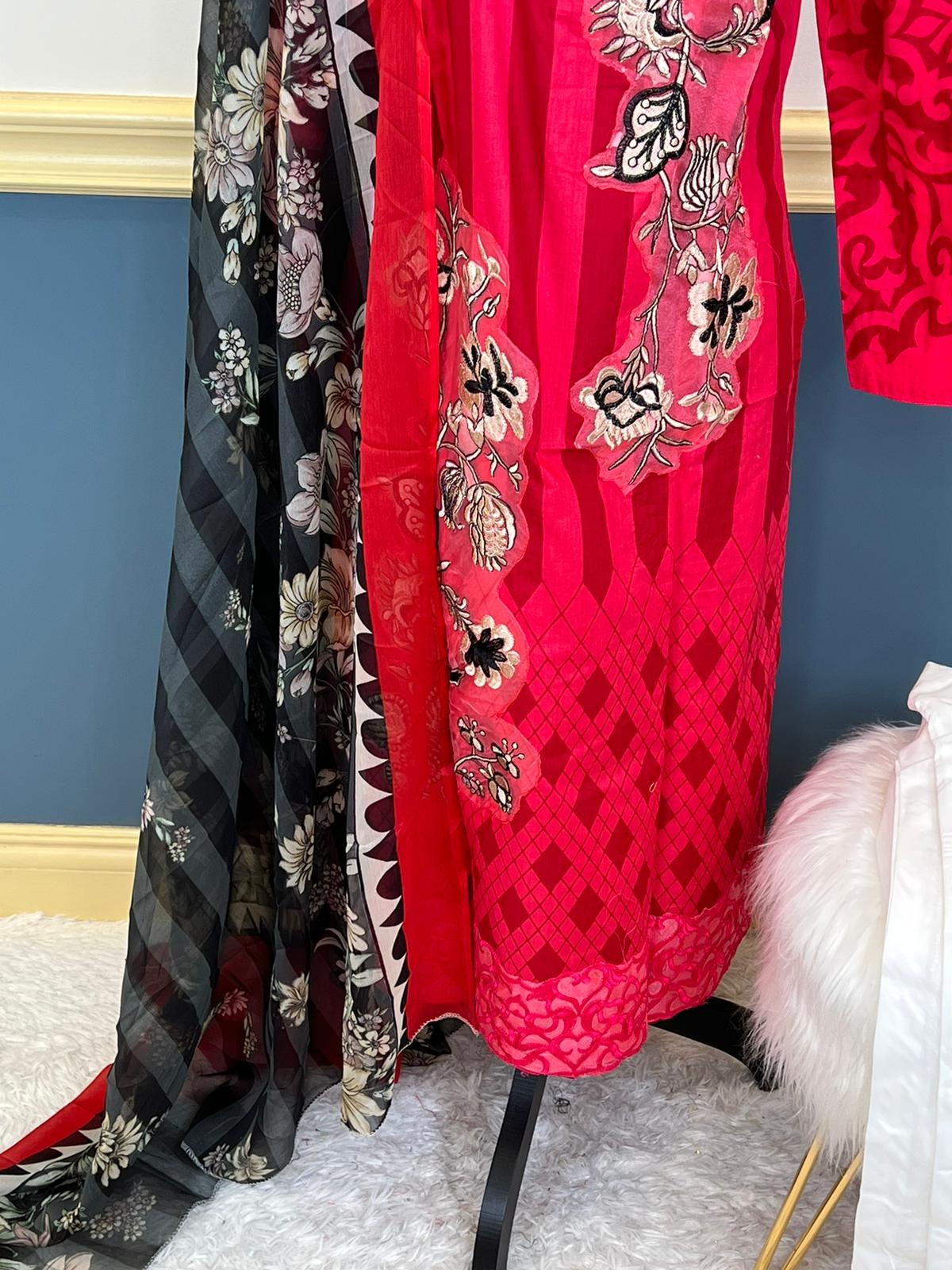 Indian Cotton Stitched Embroidery Suit Ready To Ship