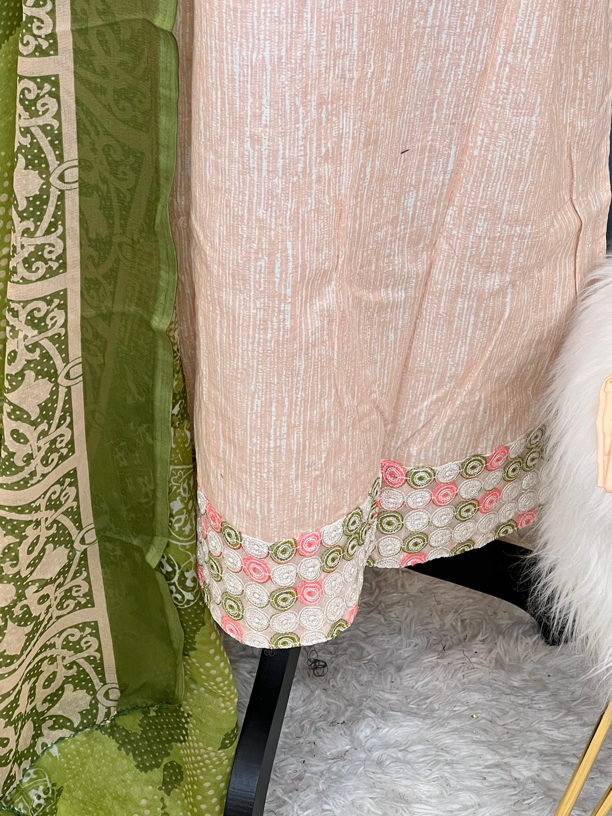 Indian Cotton Stitched Embroidery Suit Ready To Ship