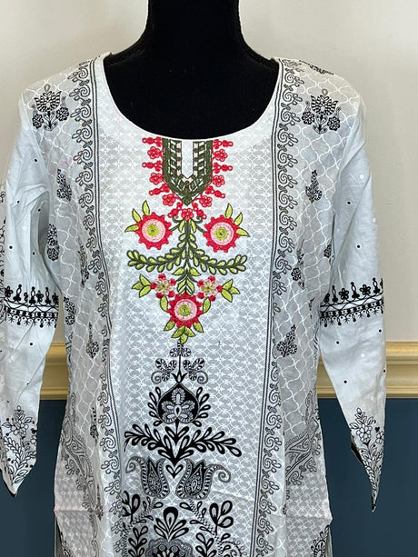 Indian Cotton Stitched Embroidery Suit Ready To Ship
