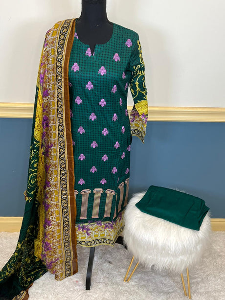 Indian Cotton Stitched Embroidery Suit Ready To Ship