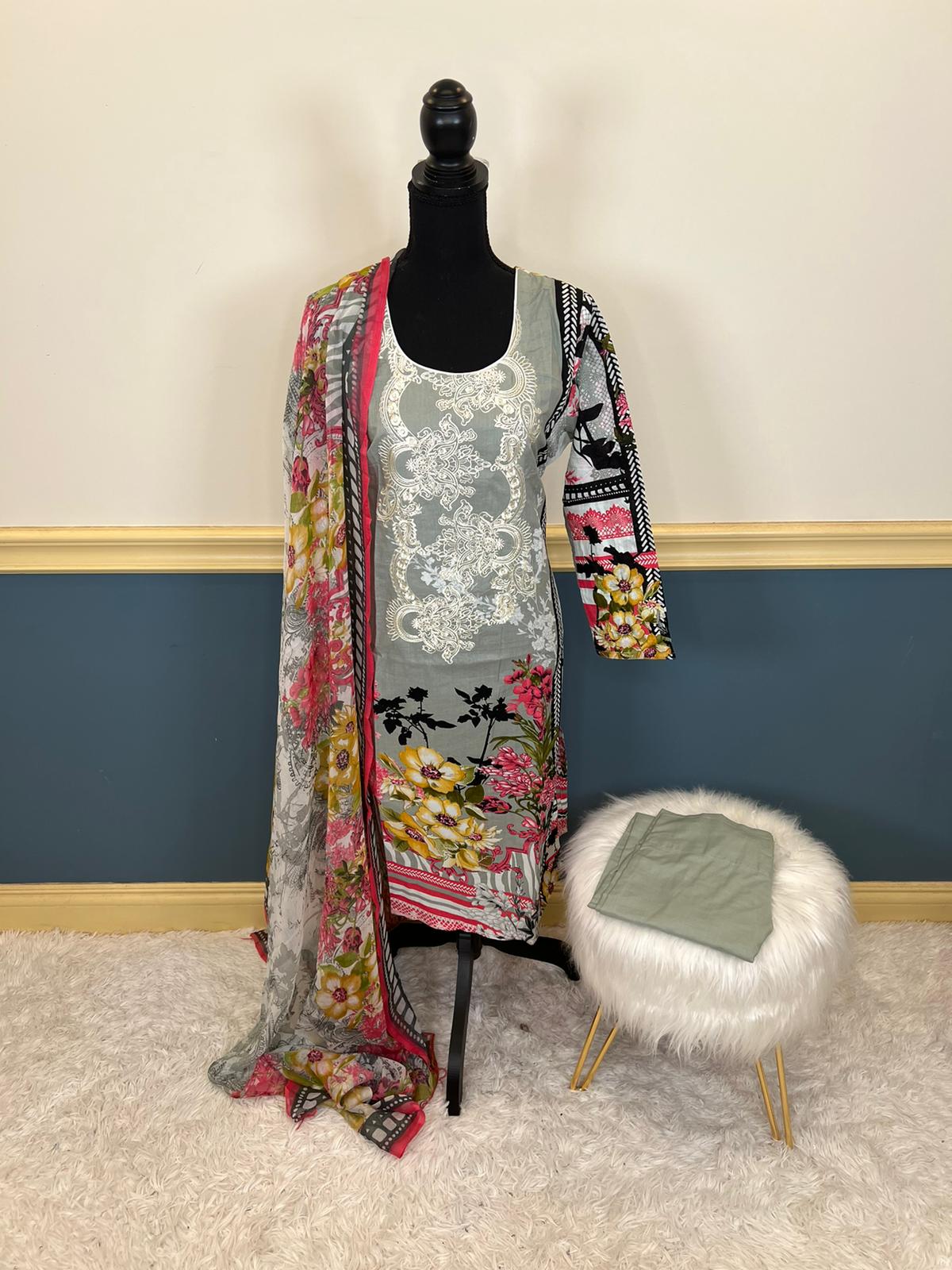 Indian Cotton Stitched Embroidery Suit Ready To Ship