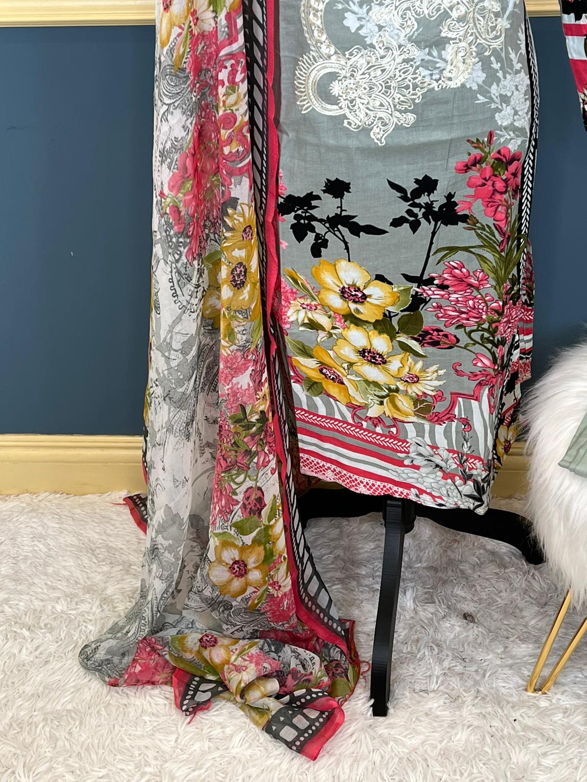 Indian Cotton Stitched Embroidery Suit Ready To Ship