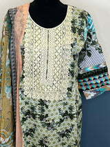 Indian Cotton Stitched Embroidery Suit Ready To Ship