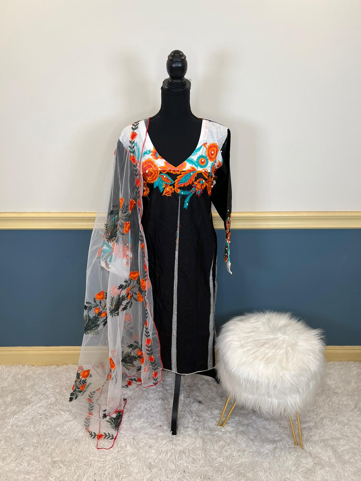 Indian Cotton Stitched Embroidery Suit Ready To Ship