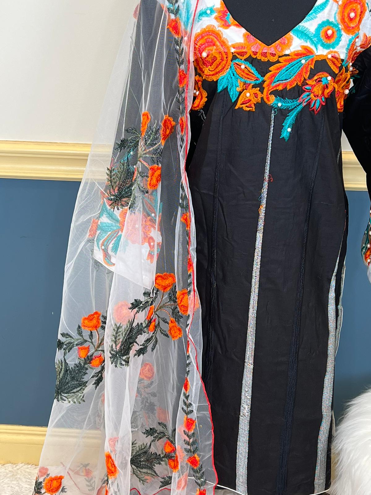 Indian Cotton Stitched Embroidery Suit Ready To Ship