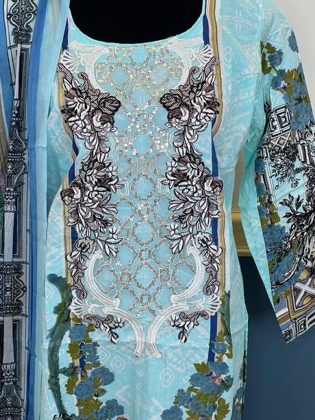Indian Cotton Stitched Embroidery Suit Ready To Ship